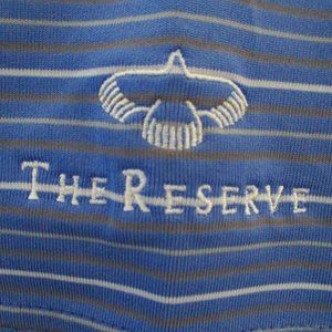 EcoTec Mens S/S "The Reserve Club" (CA) Blue Stretch Golf Polo Shirt NWOT - L